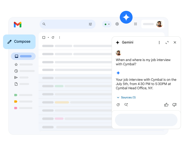 使用 Google Gemini 搜索 Gmail 收件箱